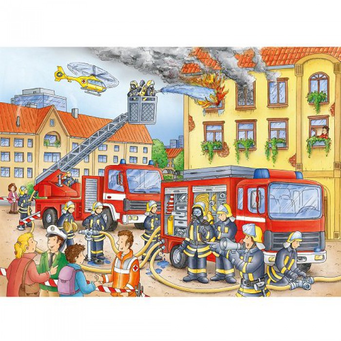 Ravensburger-10822 Jigsaw Puzzle - 100 Pieces - Maxi - Firemen to the Rescue !