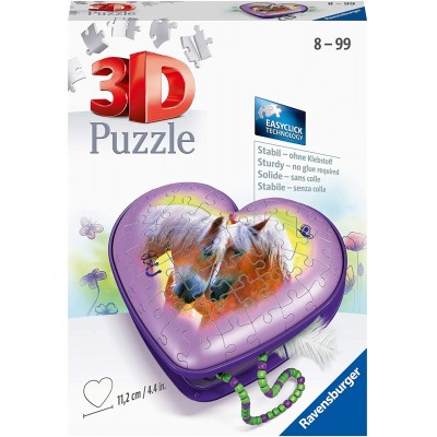 Ravensburger-11171 3D Puzzle - Heart Box - Horses