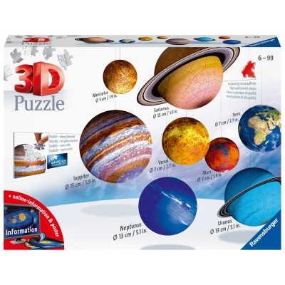 Ravensburger-11668 8 3D Puzzles - Solar System