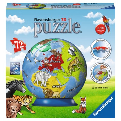 Ravensburger-11840 3D Puzzle-Ball - World map for children