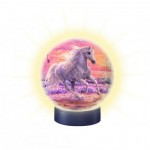  Ravensburger-11843 3D Puzzle - 3D Puzzle-Ball with LED - Horses on the Beach