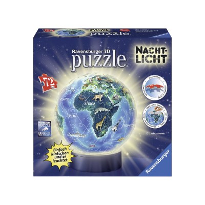 Ravensburger-11844 3D Puzzle-Ball with LED - World