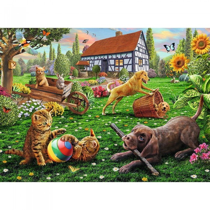 Puzzle  Ravensburger-12828 XXL Pieces - Explorers with 4 Paws