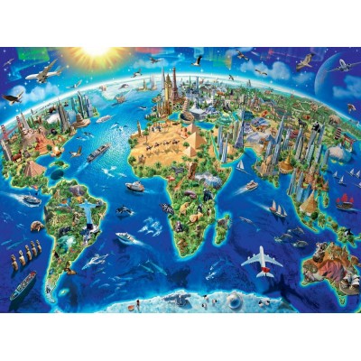Puzzle Ravensburger-13227 XXL Pieces - Map of World Monuments