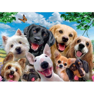 Puzzle Ravensburger-13228 XXL Pieces - Delighted Dogs