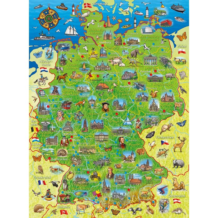 XXL Pieces - Colourful Germany Map