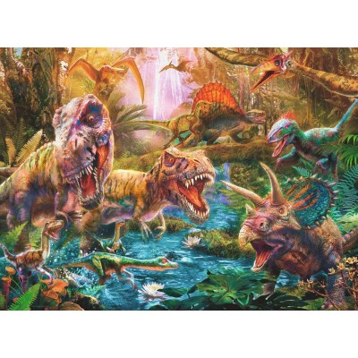 Puzzle Ravensburger-13348 XXL Pieces - The Gathering of Dinosaurs