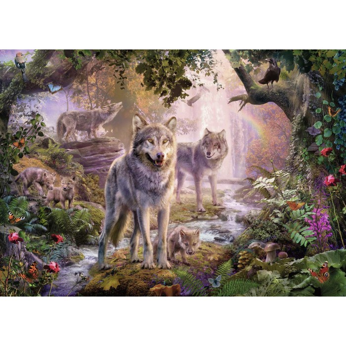 Puzzle  Ravensburger-15185 Wolf Family