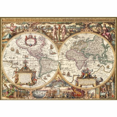 Ravensburger-19004 Jigsaw Puzzle - 1000 Pieces - Print Wood : Antic Map of the World