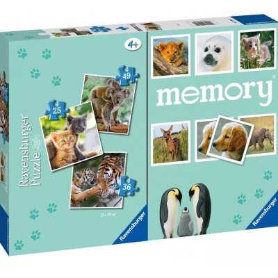 Ravensburger-20984 3 Puzzles - Memory - Animals
