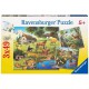 Jigsaw Puzzle - 3 x 49 Pieces - Wild, Pet and Zoo Animals