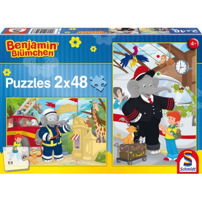 Schmidt-Spiele-56097 2 Jigsaw Puzzles - Benjamin the Elephant