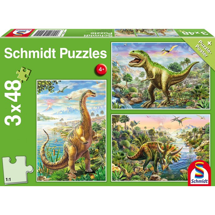  Schmidt-Spiele-56202 3 Jigsaw Puzzles - Dinosaurs