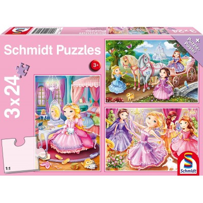 Schmidt-Spiele-56217 3 Jigsaw Puzzles - Princess