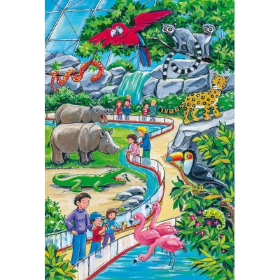 Schmidt-Spiele-56218 3 Jigsaw Puzzles - A day at the Zoo
