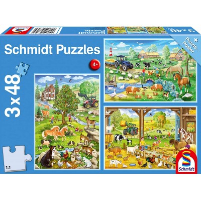 Puzzle Schmidt-Spiele-56353 The Farm (3x48 Pieces)