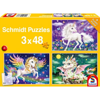 Puzzle Schmidt-Spiele-56377 Fabulous Animals (3x48 Pieces)
