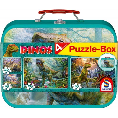 Schmidt-Spiele-56495 4 Puzzles - Dinosaurs