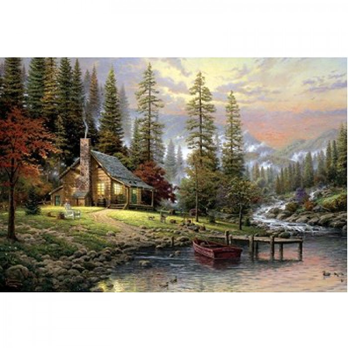 Jigsaw Puzzle - 500 Pieces - Thomas Kinkade : Cottage Lost in the Mountains