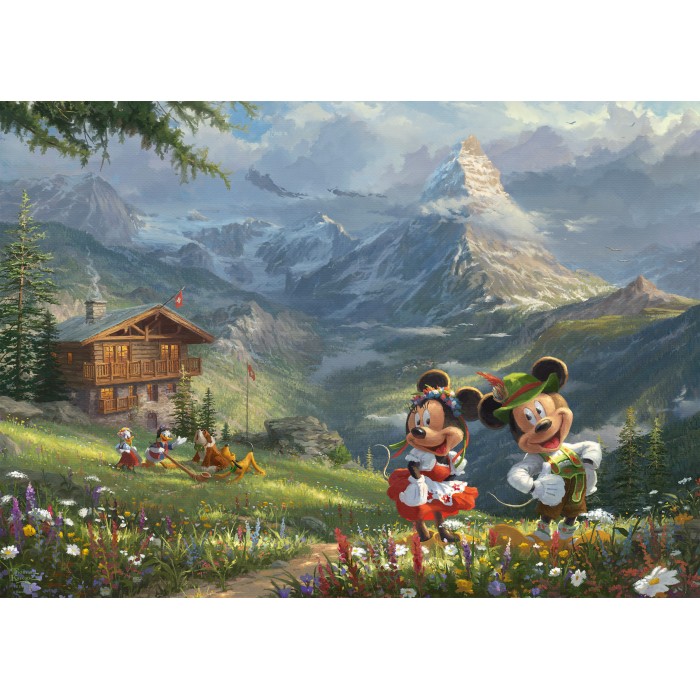 Puzzle  Schmidt-Spiele-59938 Disney, Mickey and Minnie in the Alps