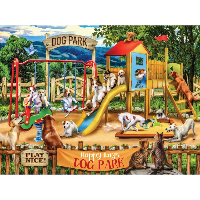 Puzzle Sunsout-28538 Tom Wood - Happy Days Dog Park