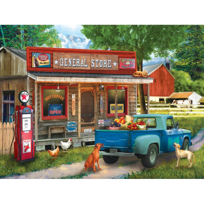 Puzzle  Sunsout-28842 Tom Wood - A Stop at the Store