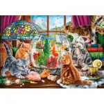 Puzzle  Sunsout-42973 XXL Pieces - Kittens and the Aquarium