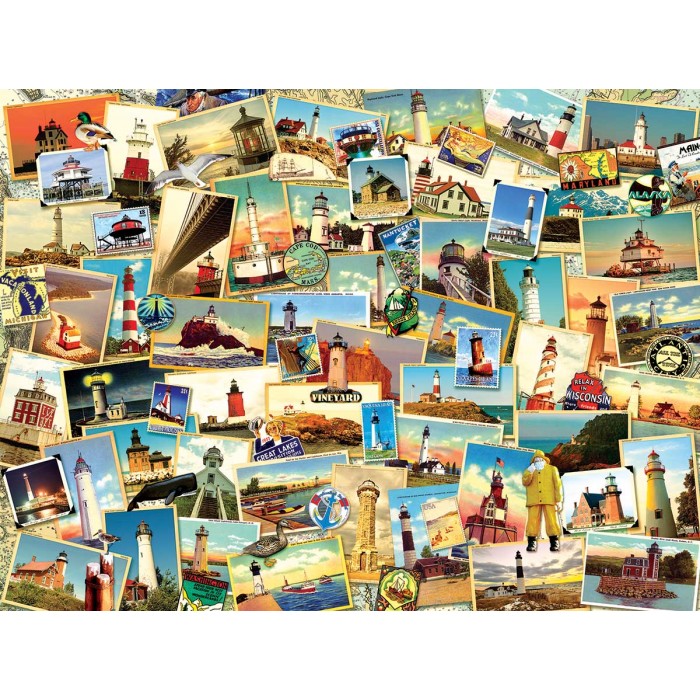 Puzzle Sunsout-70064 Kate Ward Thacker - Northern Lighthouses