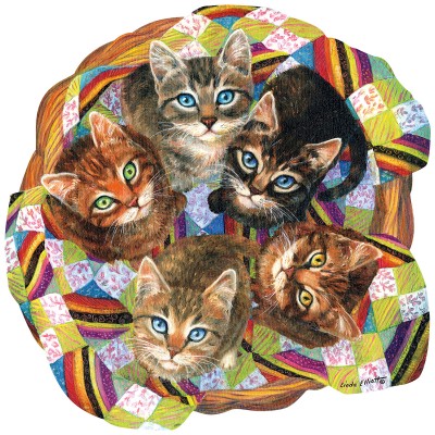 Puzzle Sunsout-95023 Linda Elliot - Kitten Basket