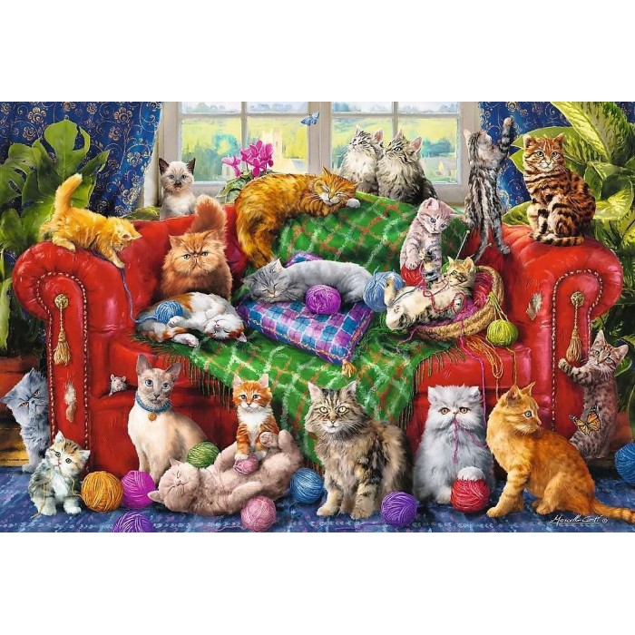 Puzzle Trefl-26198 Kätzchen auf dem Sofa
