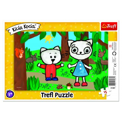 Trefl-31387 Frame Puzzle - Kittykit in the Forest