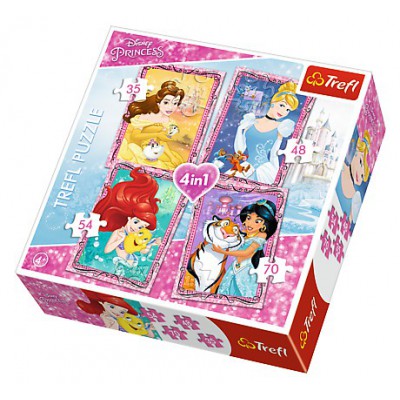 Trefl-34256 4 Jigsaw Puzzles - Disney Princess