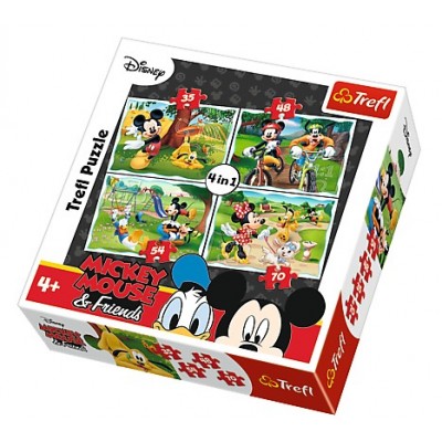 Trefl-34261 4 Jigsaw Puzzles - Mickey Mouse & Friends