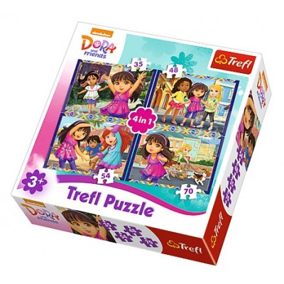 Trefl-34265 4 Jigsaw Puzzles - Dora