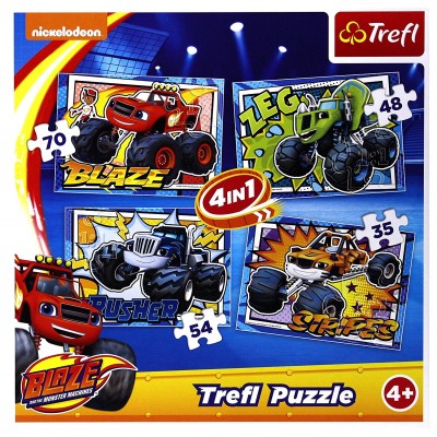 Trefl-34267 4 Jigsaw Puzzles - Blaze and the Monster Machines