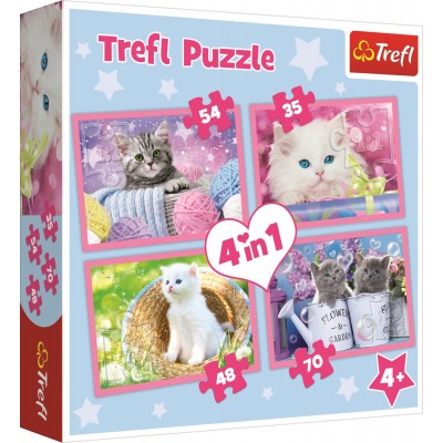 Trefl-34330 4 Puzzles - Kittens