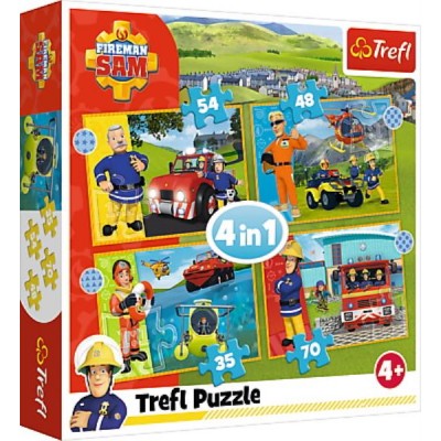 Trefl-34387 4 Puzzles - Fireman Sam