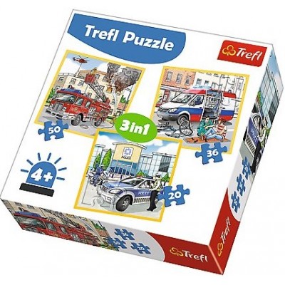Trefl-34836 3 Puzzles - Emergency Vehicles