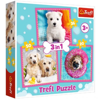 Trefl-34845 3 Puzzles - Dogs