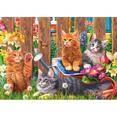 Puzzle Trefl-37326 Little kittens in the garden