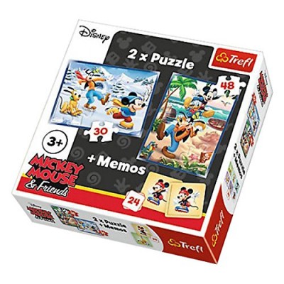 Trefl-90604 2 Puzzles + Memo - Mickey