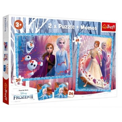 Trefl-90814 2 Puzzles + Memo - Frozen