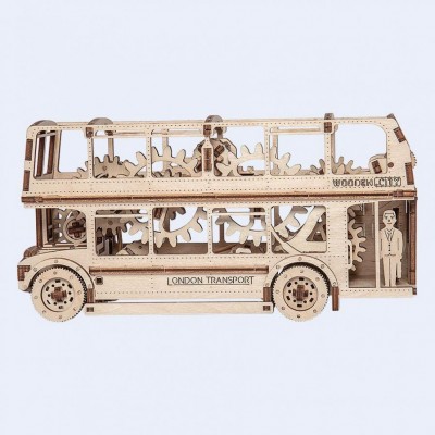 Wooden-City-WR303-8022 Wooden 3D Puzzle - London Bus